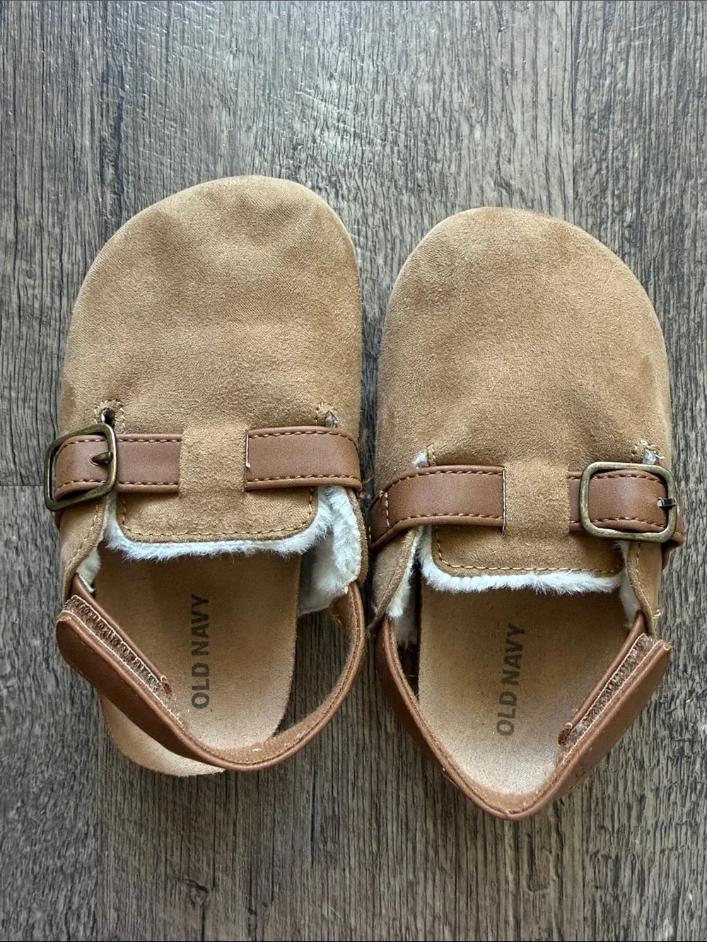 Old Navy Toddler Brown Faux-Suede Moccasins with Buckle Strap